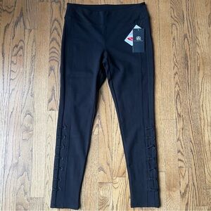 NWT Rock & Republic Black Leggings with Laced Sides at Hem Size Medium